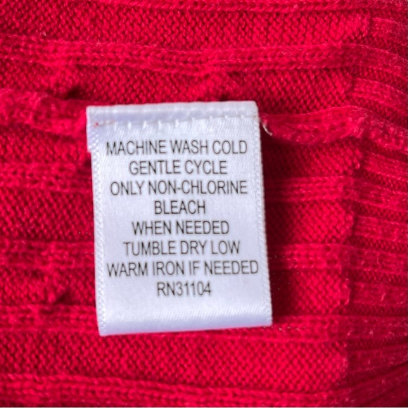 •Kim Rogers• Red Collared Cable Knit Sweater - Size Large - Picture 6 of 7